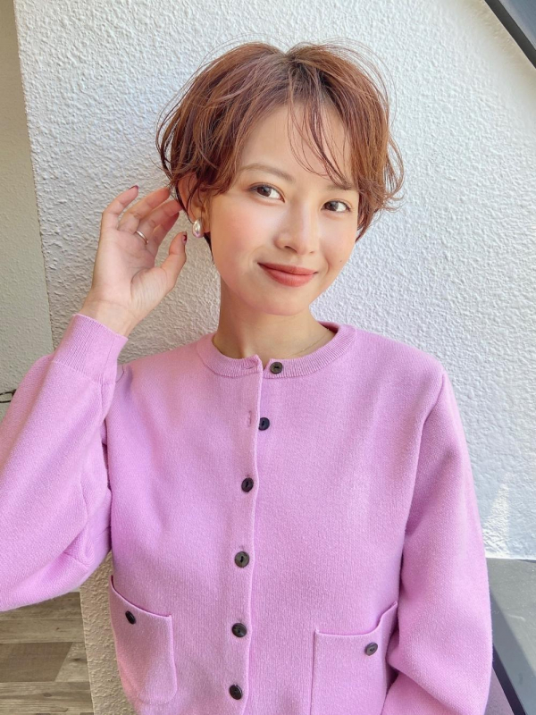 前髪ありショートゆるふわウェーブ30代40代
